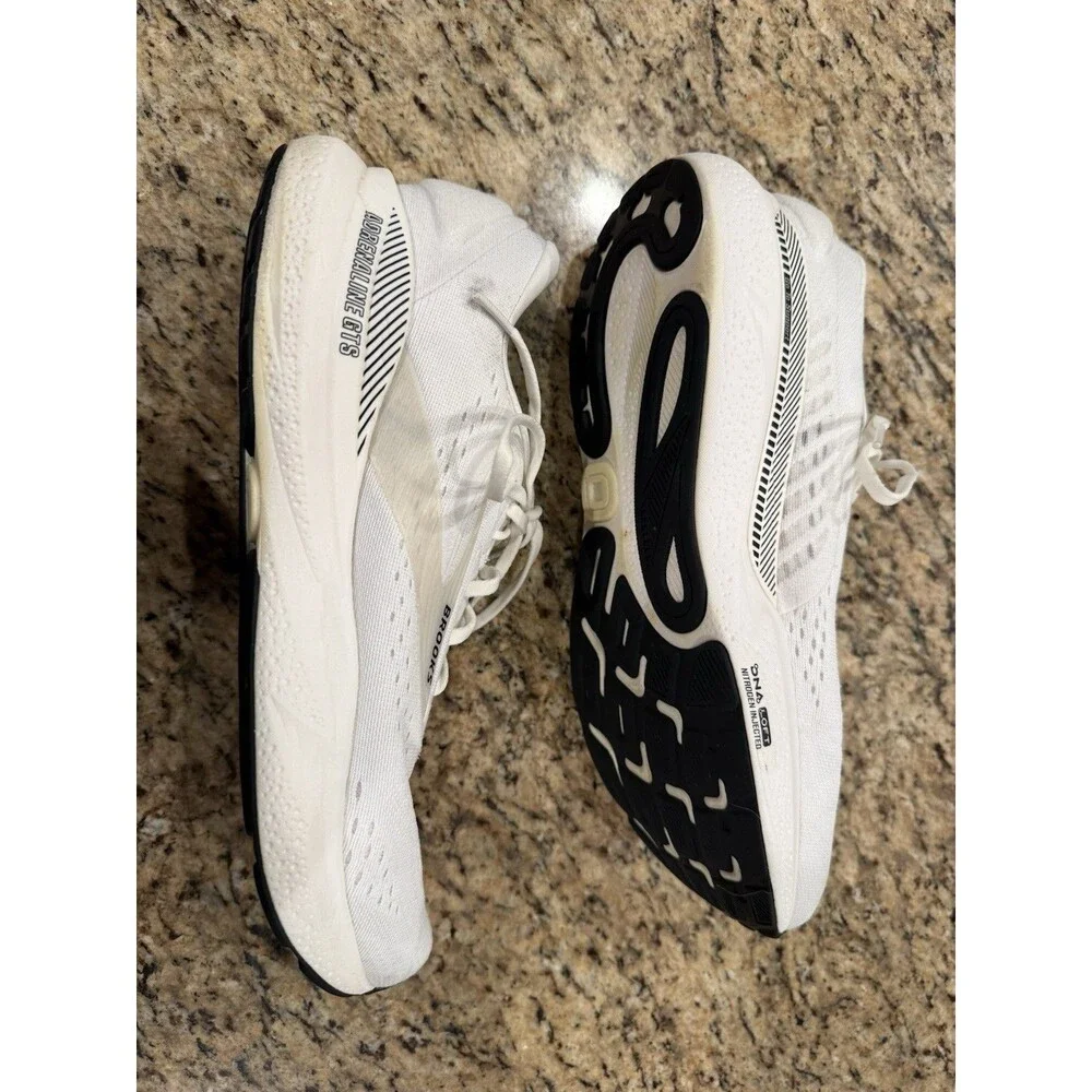 Brooks Adrenaline GTS 24 Shoes Men's 11.5 D White Road Running Athletic Sneakers